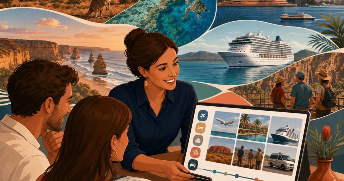 Travel agent helping clients while organising flights, hotels, cruises and tours